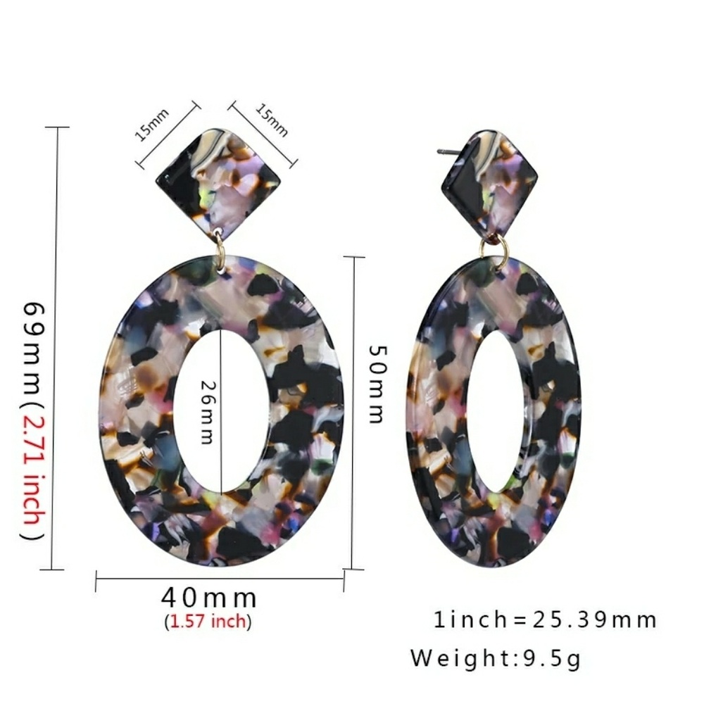 Multicolor Acrylic Tortoise Hoop Earrings